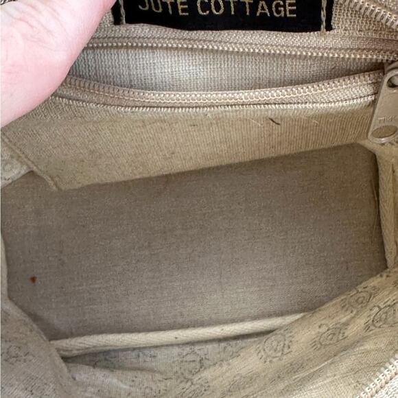Jute Cream and Black Small Tote Bag EUC - Picture 8 of 8